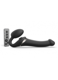 Черный безремневой страпон Multi Orgasm Size M с клиторальной стимуляцией - Strap-on-me - купить с доставкой в Сургуте