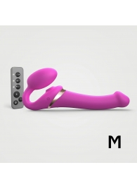 Ярко-розовый безремневой страпон Multi Orgasm Size M с клиторальной стимуляцией - Strap-on-me - купить с доставкой в Сургуте