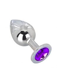 Большой плаг из стали с фиолетовым кристаллом Violet Dream - 9,5 см. - Erotic Fantasy - купить с доставкой в Сургуте