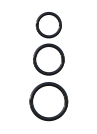 Набор из трех черных эрекционных колец Silicone 3-Ring Stamina Set - Pipedream - в Сургуте купить с доставкой