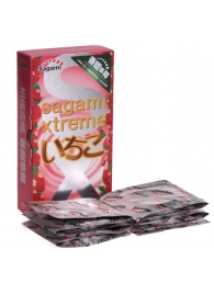 Презервативы Sagami Xtreme Strawberry c ароматом клубники - 10 шт. - Sagami - купить с доставкой в Сургуте