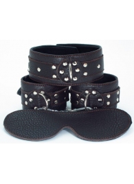 Набор БДСМ-аксессуаров из мягкой кожи черного цвета - БДСМ Арсенал - купить с доставкой в Сургуте