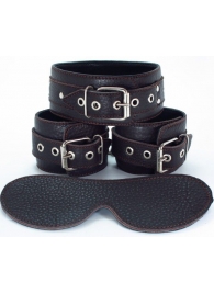 Набор БДСМ-аксессуаров из мягкой кожи черного цвета - БДСМ Арсенал - купить с доставкой в Сургуте