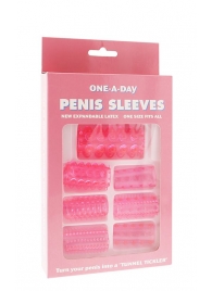 Набор из 7 розовых насадок на пенис ONE-A-DAY PENIS SLEEVES PINK - Seven Creations - в Сургуте купить с доставкой
