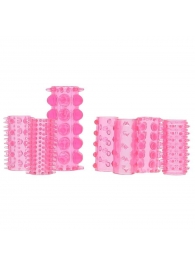 Набор из 7 розовых насадок на пенис ONE-A-DAY PENIS SLEEVES PINK - Seven Creations - в Сургуте купить с доставкой