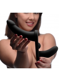 Черный вибрострапон Double Take 10X Double Penetration Vibrating Strap-on Harness - XR Brands - купить с доставкой в Сургуте