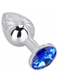 Анальное украшение BUTT PLUG  Small с синим кристаллом - 7 см. - Anal Jewelry Plug - купить с доставкой в Сургуте