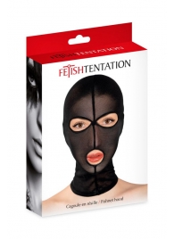 Черная сетчатая маска на голову с отверстиями для глаз и рта - Fetish Tentation - купить с доставкой в Сургуте