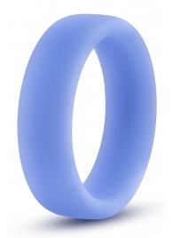 Голубое люминесцентное кольцо Silicone Glo Cock Ring - Blush Novelties - в Сургуте купить с доставкой