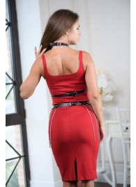 Черно-серебристая портупея-юбка plus size с цепочками - БДСМ Арсенал - купить с доставкой в Сургуте