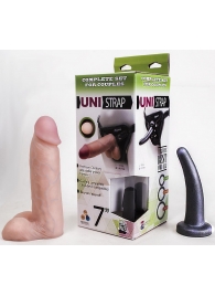 Страпон-унисекс с двумя насадками UNI strap 7  Harness - 19 и 16 см. - LOVETOY (А-Полимер) - купить с доставкой в Сургуте