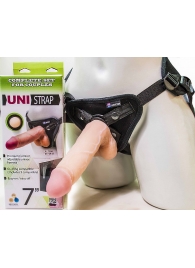 Страпон-унисекс с двумя насадками UNI strap 7  Harness - 19 и 16 см. - LOVETOY (А-Полимер) - купить с доставкой в Сургуте
