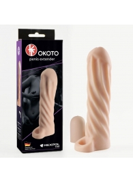 Телесная насадка-удлинитель Okoto со спиралевидным рельефом - 16 см. - Sitabella - в Сургуте купить с доставкой
