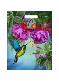 Пакет с принтом в виде колибри в цветах с вырубной ручкой (31х40 см) - Сима-Ленд - купить с доставкой в Сургуте