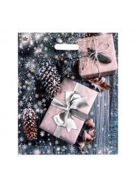 Новогодний пакет с принтом в виде подарков и вырубной ручкой (45х38 см) - Сима-Ленд - купить с доставкой в Сургуте