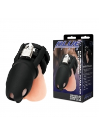 Черная клетка для пениса Silicone Small 2 in Cock Cage With Ball Divider - BlueLine - купить с доставкой в Сургуте