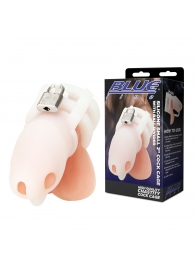 Белая клетка для пениса Silicone Small 2 in Cock Cage With Ball Divider - BlueLine - купить с доставкой в Сургуте