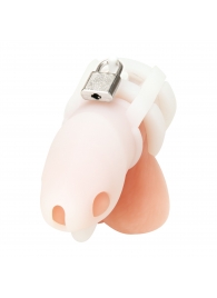 Белая клетка для пениса Silicone Small 2 in Cock Cage With Ball Divider - BlueLine - купить с доставкой в Сургуте