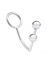 Кольцо на пенис с анальным стимулятором Two Bead Stainless Steel Anal Hook   Cock Ring - BlueLine - в Сургуте купить с доставкой
