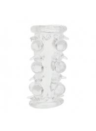 Прозрачная насадка на пенис с шипами и бугорками JELLY JOY LUST CLUSTER CLEAR - Dream Toys - в Сургуте купить с доставкой