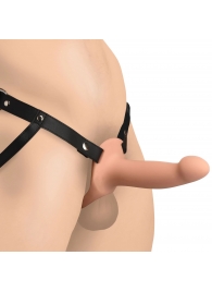 Телесный полый страпон на черных регулируемых ремешках 2’’ Erection Smooth Silicone Penis Sheath - XR Brands - купить с доставкой в Сургуте
