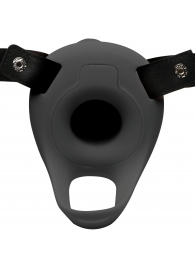 Черный полый страпон с вибрацией 2’’ Erection 28X Smooth Vibrating Silicone Penis Sheath - XR Brands - купить с доставкой в Сургуте