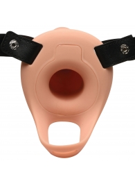 Телесный полый страпон 2  Erection 28X Smooth Vibrating Silicone Penis Sheath - 16 см. - XR Brands - купить с доставкой в Сургуте