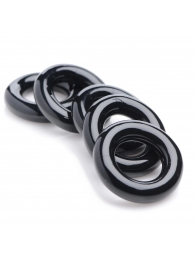 Комплект из 5 черных эрекционных колец для мошонки Ring Master Custom Ball Stretcher Kit - XR Brands - в Сургуте купить с доставкой