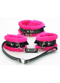 Набор с розовым мехом BDSM Light - БДСМ Арсенал - купить с доставкой в Сургуте