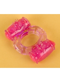 Фиолетовое виброкольцо с двумя вибропульками - Toyfa Basic - в Сургуте купить с доставкой