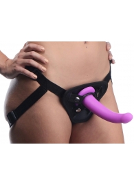 Лиловый поясной страпон Navigator Silicone G-Spot Dildo with Harness - 17,8 см. - XR Brands - купить с доставкой в Сургуте