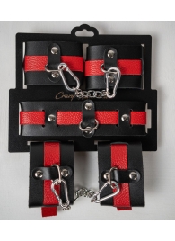 Черно-красный набор фиксаций: наручники, оковы и ошейник - Crazy Handmade - купить с доставкой в Сургуте