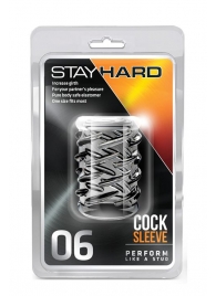 Прозрачная насадка с объёмными чёрточками STAY HARD COCK SLEEVE 06 CLEAR - Blush Novelties - в Сургуте купить с доставкой
