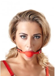 Силиконовый кляп-шар на чёрных ремешках Red Gag silicone - Orion - купить с доставкой в Сургуте