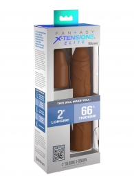 Коричневая насадка на член 2  Silicone X-tension - 20,3 см. - Pipedream - в Сургуте купить с доставкой