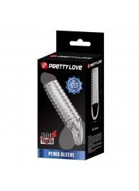 Прозрачная насадка на пенис с ребрышками и подхватом мошонки - Baile - в Сургуте купить с доставкой