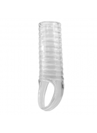 Прозрачная насадка на пенис с ребрышками и подхватом мошонки - Baile - в Сургуте купить с доставкой