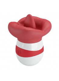 Красно-белый клиторальный стимулятор в форме рта Mina - Baile