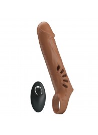 Коричневая вибронасадка с подхватом мошонки и пультом ДУ - Baile - в Сургуте купить с доставкой