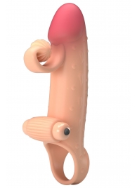 Телесная вибронасадка на пенис с подхватом мошонки - 20 см. - Baile - в Сургуте купить с доставкой