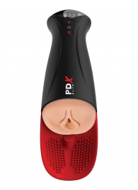Телесный мастурбатор-вагина в черной колбе с вибрацией Fuck-O-Matic Pro XL - Pipedream - в Сургуте купить с доставкой