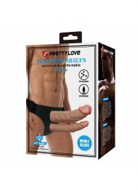 Темно-бежевый фаллопротез для двойного проникновения - 17,5 см. - Baile - купить с доставкой в Сургуте