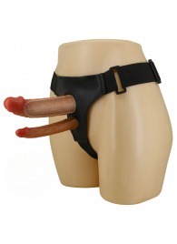 Темно-бежевый фаллопротез для двойного проникновения - 17,5 см. - Baile - купить с доставкой в Сургуте