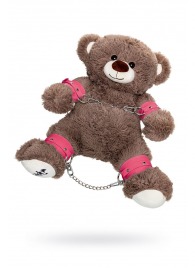 Бондажный набор: бурый мишка с розовыми оковами и наручниками - Pecado - купить с доставкой в Сургуте