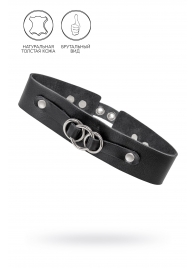 Черный чокер-ошейник со связанными кольцами на подложке - Pecado - купить с доставкой в Сургуте