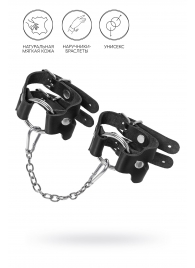 Черные кожаные наручники-браслеты из двух ремешков - Pecado - купить с доставкой в Сургуте