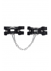 Черные кожаные оковы из двух ремешков - Pecado - купить с доставкой в Сургуте