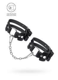 Черные кожаные оковы из двух ремешков - Pecado - купить с доставкой в Сургуте