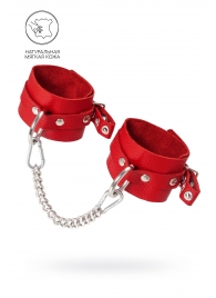 Красные мягкие кожаные оковы с люверсами - Pecado - купить с доставкой в Сургуте