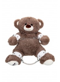 Бондажный набор: бурый мишка с белыми оковами и наручниками - Pecado - купить с доставкой в Сургуте